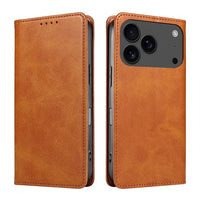 Buy Magnetic Folio Wallet Phone Case, Premium Leather, Credit Card Holder, Magnetic Closure, Flip Kickstand Shockproof Case, Barnaby at Caseles-iPhone 17 Pro Max, Barnaby-Brown