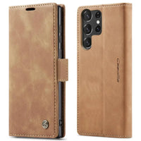 Buy Magnetic Flip Leather Card Wallet Case for Galaxy, Kickstand & Drop Protection, Benjamin at Caseles-Samsung Galaxy S25 Ultra, BJM-Coffee