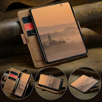 Buy Zipper Wallet Case for Galaxy Z Fold, Multi-Card Slots Leather Cover with Kickstand & 360° Full Protection - BERKELEY at Caseles-Samsung Galaxy Z Fold 7, BJM-Black