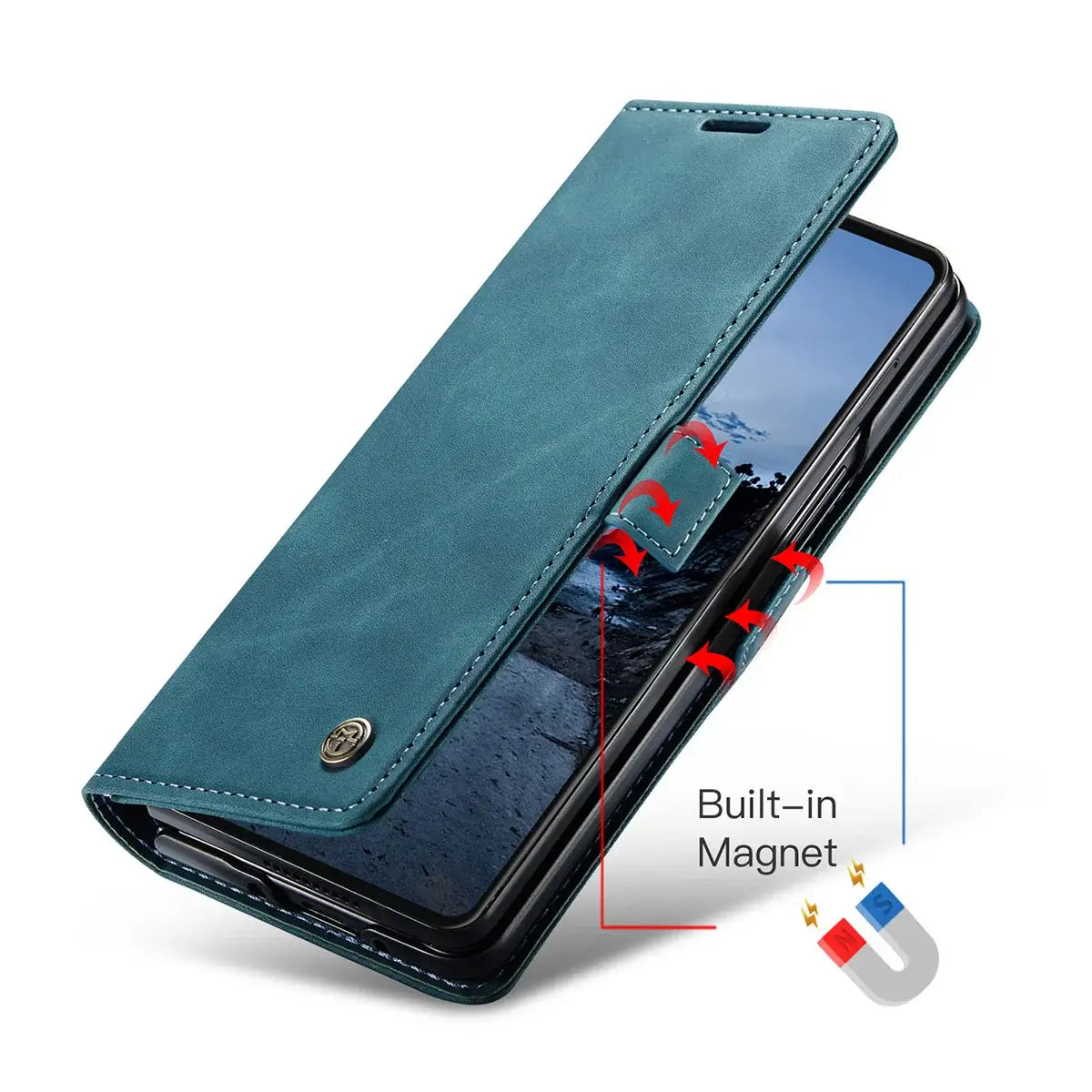 Buy Zipper Wallet Case for Galaxy Z Fold, Multi-Card Slots Leather Cover with Kickstand & 360° Full Protection - BERKELEY at Caseles-Samsung Galaxy Z Fold 7, BJM-Black