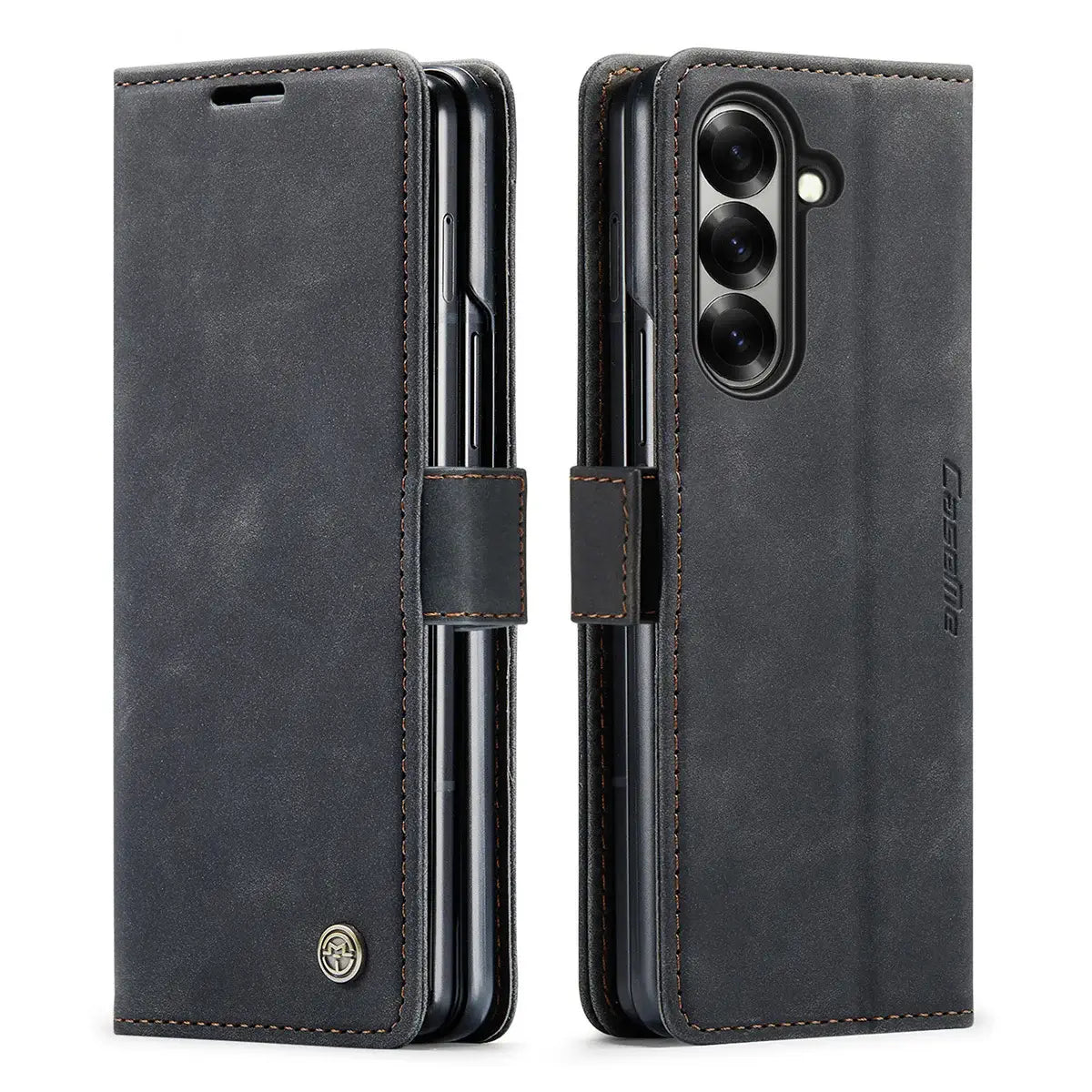 Buy Zipper Wallet Case for Galaxy Z Fold, Multi-Card Slots Leather Cover with Kickstand & 360° Full Protection - BERKELEY at Caseles-Samsung Galaxy Z Fold 7, BJM-Black