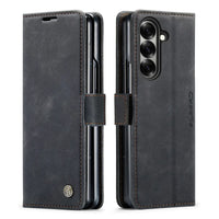 Buy Zipper Wallet Case for Galaxy Z Fold, Multi-Card Slots Leather Cover with Kickstand & 360° Full Protection - BERKELEY at Caseles-Samsung Galaxy Z Fold 7, BJM-Black