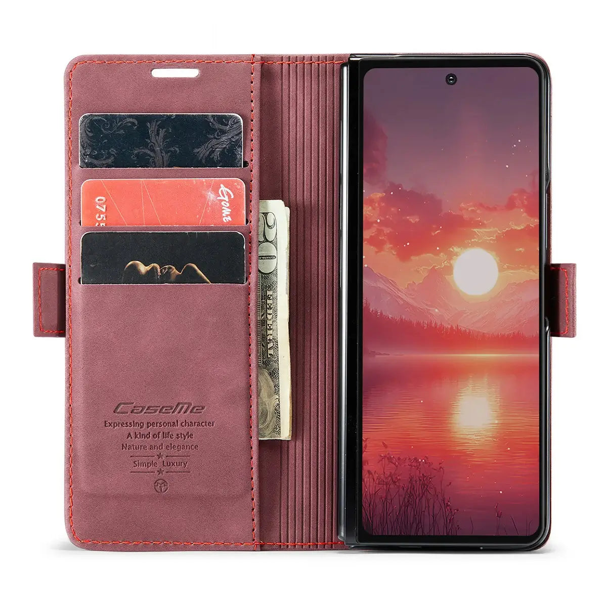 Buy Zipper Wallet Case for Galaxy Z Fold, Multi-Card Slots Leather Cover with Kickstand & 360° Full Protection - BERKELEY at Caseles-Samsung Galaxy Z Fold 7, BJM-Black