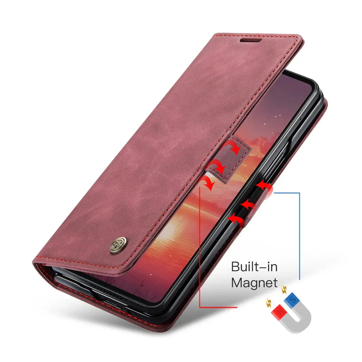 Buy Zipper Wallet Case for Galaxy Z Fold, Multi-Card Slots Leather Cover with Kickstand & 360° Full Protection - BERKELEY at Caseles-Samsung Galaxy Z Fold 7, BJM-Black