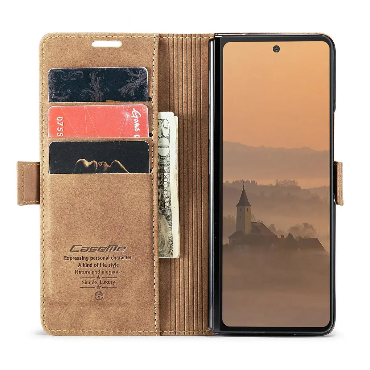 Buy Zipper Wallet Case for Galaxy Z Fold, Multi-Card Slots Leather Cover with Kickstand & 360° Full Protection - BERKELEY at Caseles-Samsung Galaxy Z Fold 7, BJM-Black