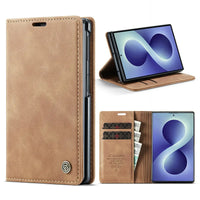 Buy Zipper Wallet Case for Galaxy Z Fold, Multi-Card Slots Leather Cover with Kickstand & 360° Full Protection - BERKELEY at Caseles-Samsung Galaxy Z Fold 8, BJM-Brown