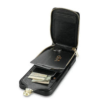 Buy Detachable Lanyard Leather Case Wallet Case Card Slot Shockproof Kickstand Zipper Closure Flip Leather Case for iPhone,Briana at Caseles-iPhone 17 Pro Max, Black