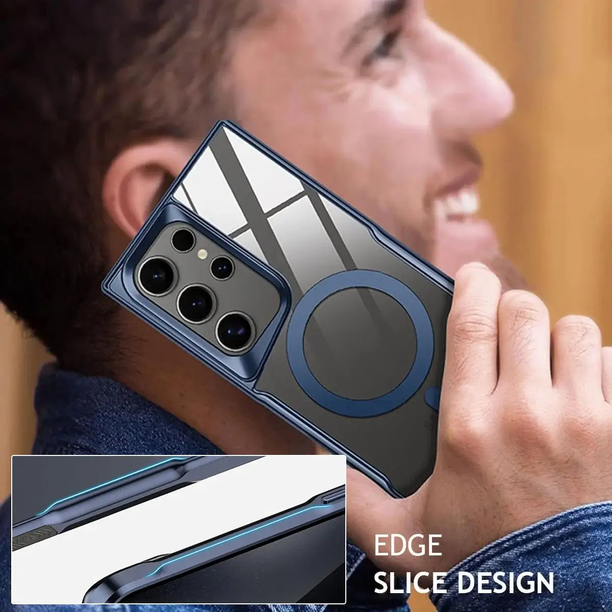 Buy Magnetic Clear Slim Galaxy Phone Case, Military-Grade Shockproof Plating Cover with Wireless Charging Support - BRIAR at Caseles-Samsung Galaxy S25 Ultra, Black