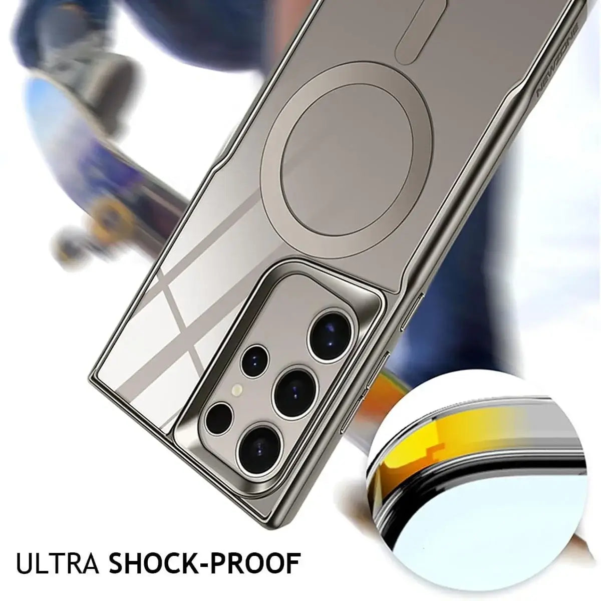 Buy Magnetic Clear Slim Galaxy Phone Case, Military-Grade Shockproof Plating Cover with Wireless Charging Support - BRIAR at Caseles-Samsung Galaxy S25 Ultra, Black