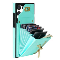 Buy Detachable Lanyard Leather Case Wallet Case Card Slot Shockproof Kickstand Zipper Closure Flip Leather Case for iPhone,Briella at Caseles-Samsung Galaxy S24 Ultra, Pink