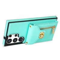 Buy Detachable Lanyard Leather Case Wallet Case Card Slot Shockproof Kickstand Zipper Closure Flip Leather Case for iPhone,Briella at Caseles-Samsung Galaxy S24 Ultra, Pink