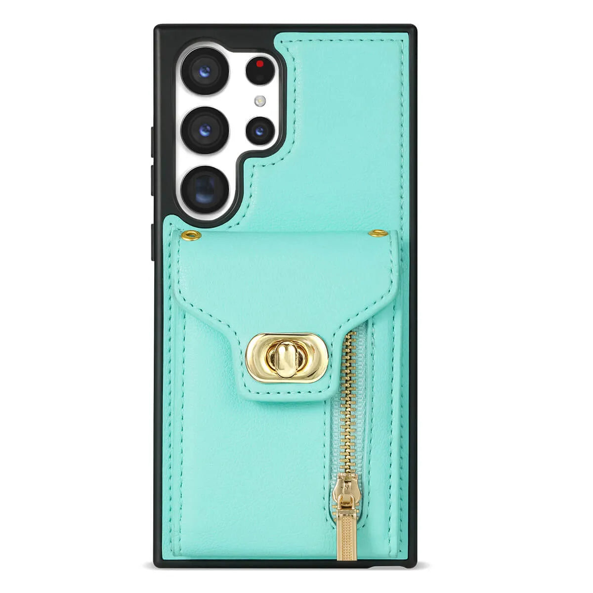 Buy Detachable Lanyard Leather Case Wallet Case Card Slot Shockproof Kickstand Zipper Closure Flip Leather Case for iPhone,Briella at Caseles-Samsung Galaxy S24 Ultra, Pink