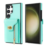 Buy Detachable Lanyard Leather Case Wallet Case Card Slot Shockproof Kickstand Zipper Closure Flip Leather Case for iPhone,Briella at Caseles-Samsung Galaxy S24 Ultra, Pink