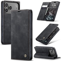 Buy Magnetic Flip Leather Card Wallet Case for iPhone, Kickstand & Drop Protection, BROOKS at Caseles-iPhone 17 Pro Max, BJM-Black