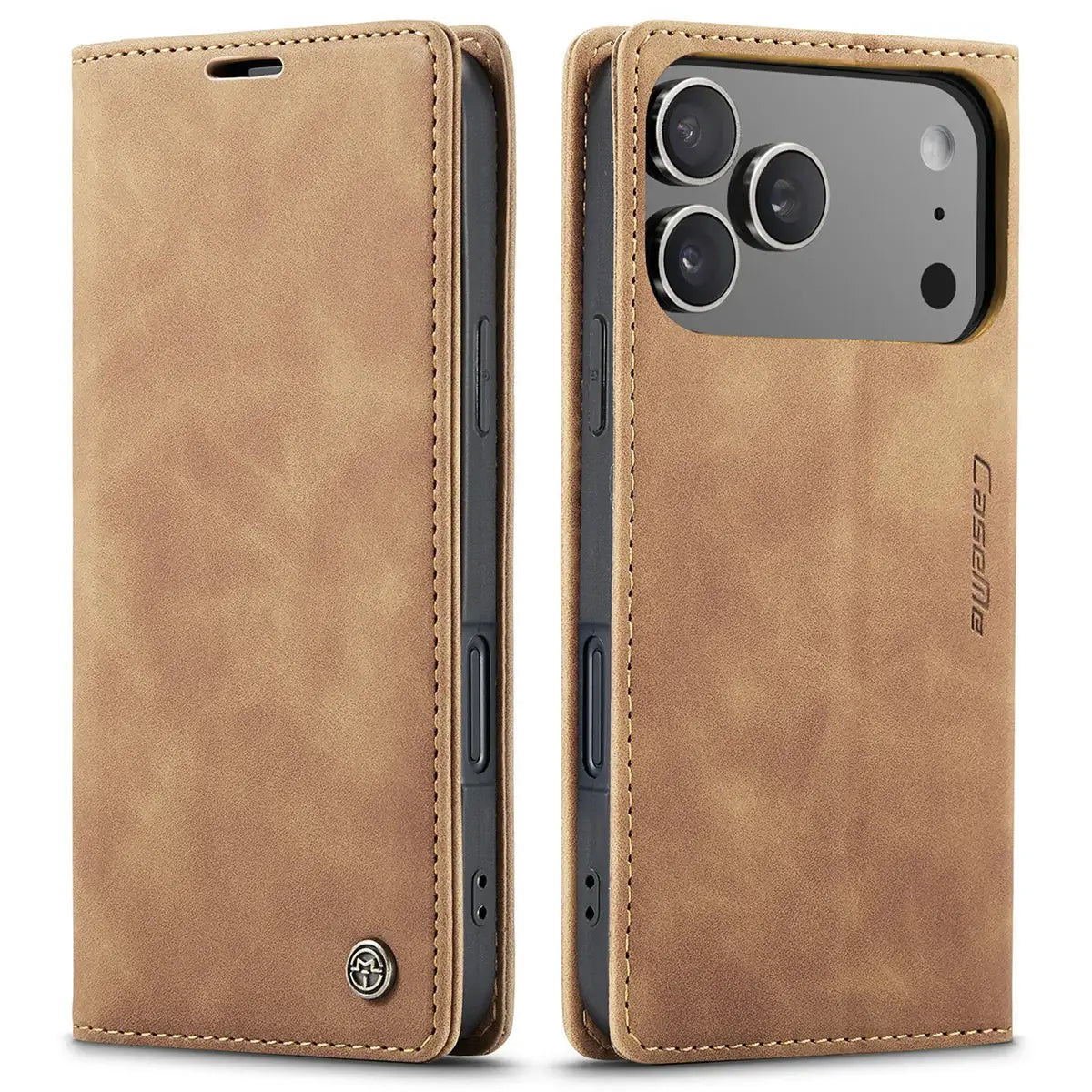 Buy Magnetic Flip Leather Card Wallet Case for iPhone, Kickstand & Drop Protection, BROOKS at Caseles-iPhone 17 Pro Max, BJM-Coffee