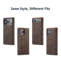 Buy Magnetic Flip Leather Card Wallet Case for iPhone, Kickstand & Drop Protection, BROOKS at Caseles-iPhone 17 Pro Max, BJM-Coffee