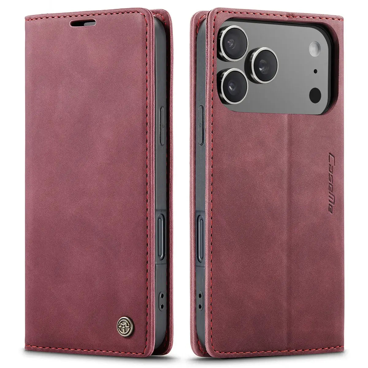 Buy Magnetic Flip Leather Card Wallet Case for iPhone, Kickstand & Drop Protection, BROOKS at Caseles-iPhone 17 Pro Max, BJM-Coffee