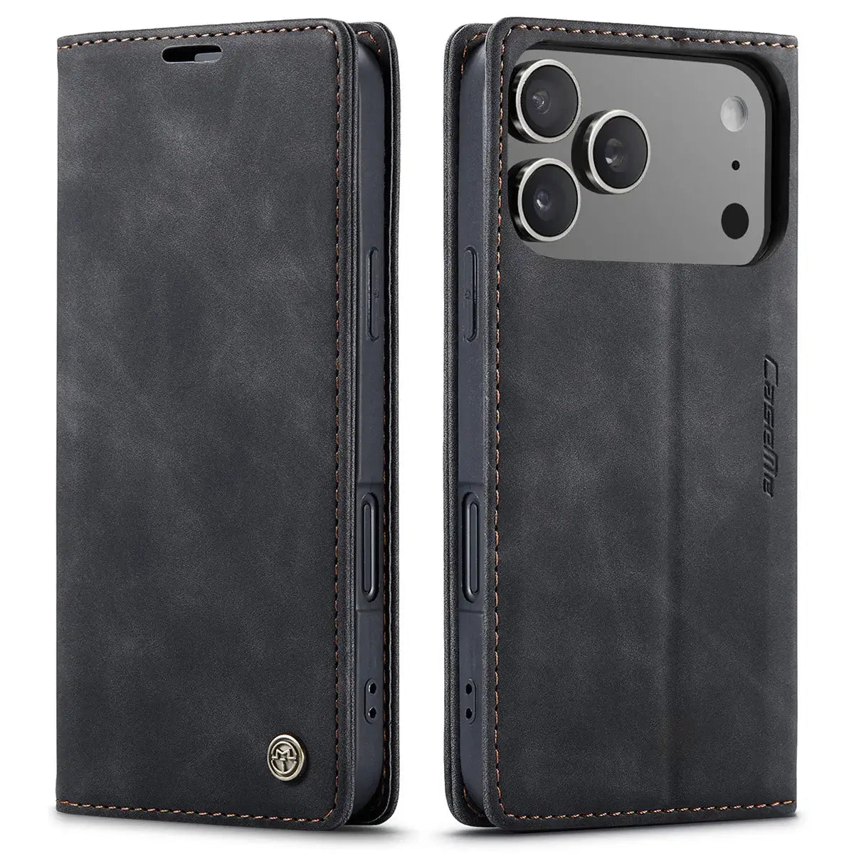 Buy Magnetic Flip Leather Card Wallet Case for iPhone, Kickstand & Drop Protection, BROOKS at Caseles-iPhone 17 Pro Max, BJM-Coffee