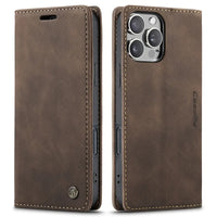 Buy Magnetic Flip Leather Card Wallet Case for iPhone, Kickstand & Drop Protection, BROOKS at Caseles-iPhone 17 Pro Max, BJM-Coffee