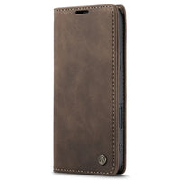 Buy Magnetic Flip Leather Card Wallet Case for iPhone, Kickstand & Drop Protection, BROOKS at Caseles-iPhone 17 Pro Max, BJM-Coffee