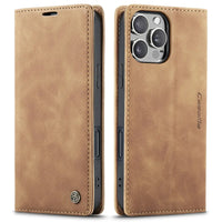 Buy Magnetic Flip Leather Card Wallet Case for iPhone, Kickstand & Drop Protection, BROOKS at Caseles-iPhone 17 Pro Max, BJM-Coffee