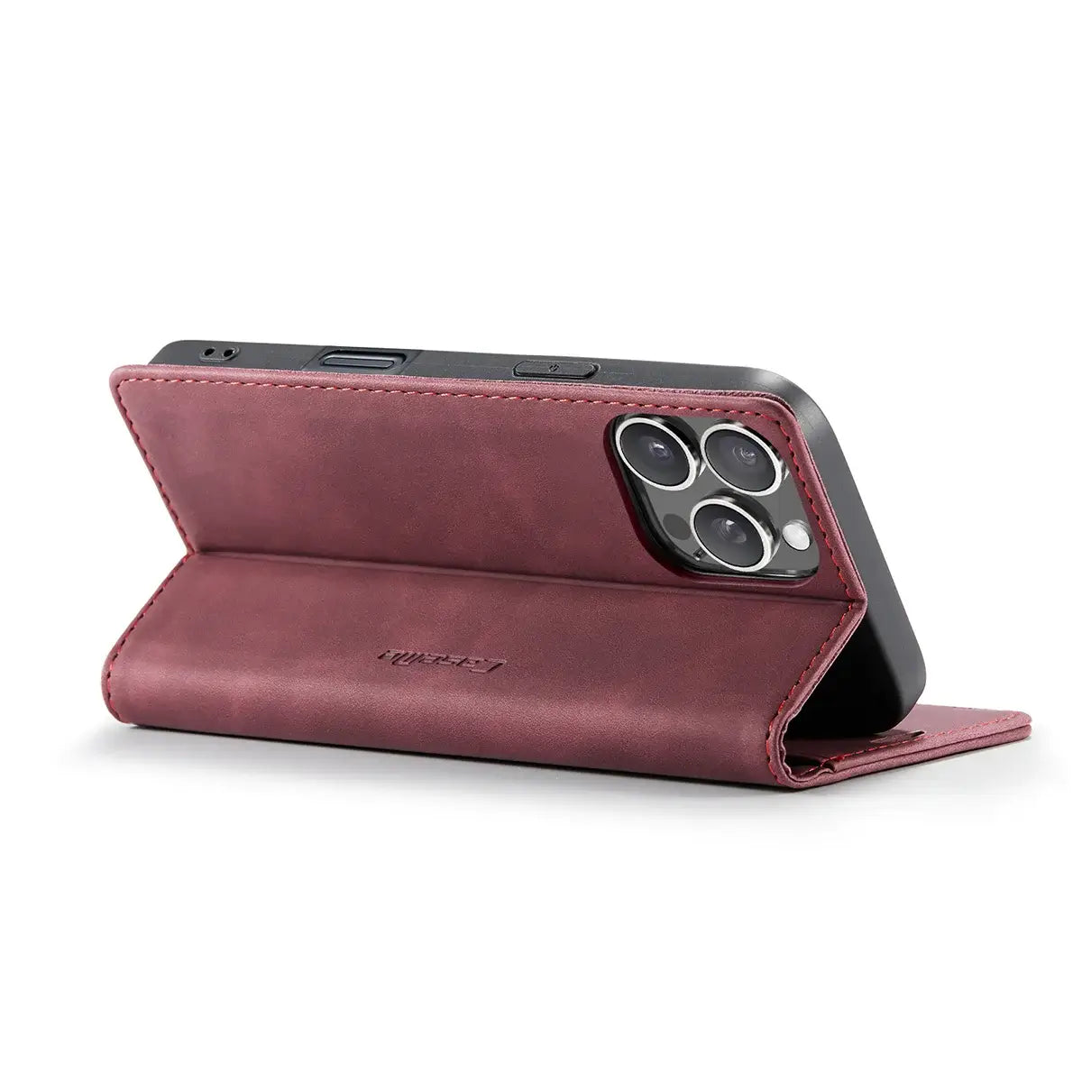 Buy Magnetic Flip Leather Card Wallet Case for iPhone, Kickstand & Drop Protection, BROOKS at Caseles-iPhone 17 Pro Max, BJM-Coffee