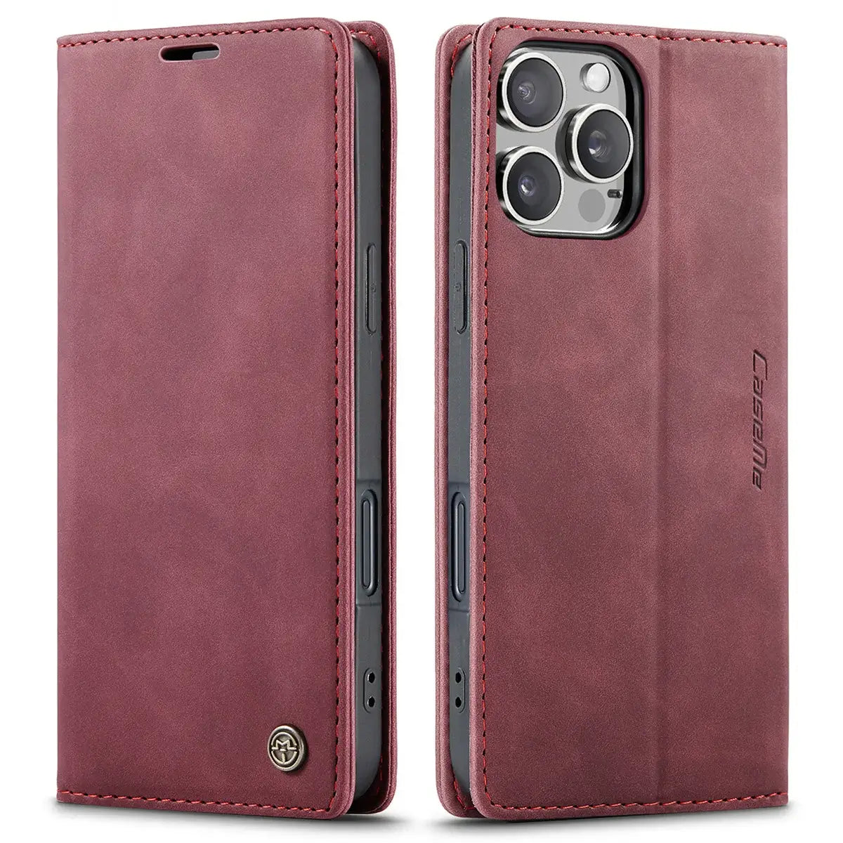 Buy Magnetic Flip Leather Card Wallet Case for iPhone, Kickstand & Drop Protection, BROOKS at Caseles-iPhone 17 Pro Max, BJM-Coffee