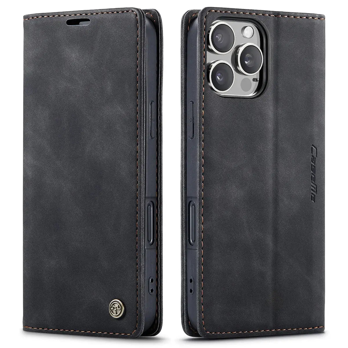 Buy Magnetic Flip Leather Card Wallet Case for iPhone, Kickstand & Drop Protection, BROOKS at Caseles-iPhone 17 Pro Max, BJM-Coffee