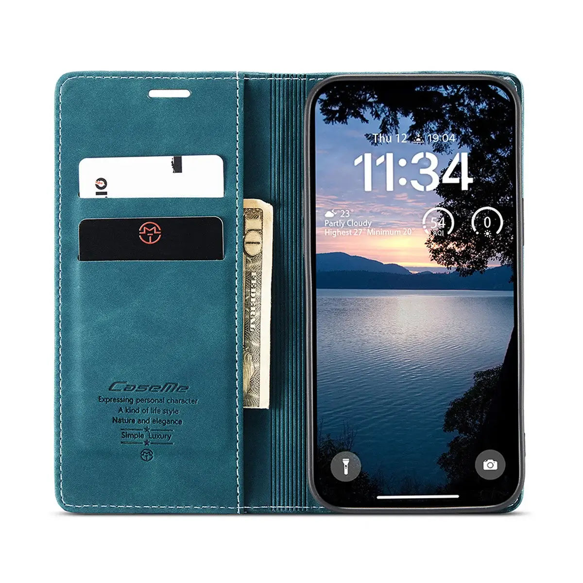 Buy Magnetic Flip Leather Card Wallet Case for iPhone, Kickstand & Drop Protection, BROOKS at Caseles-iPhone 17 Pro Max, BJM-Coffee