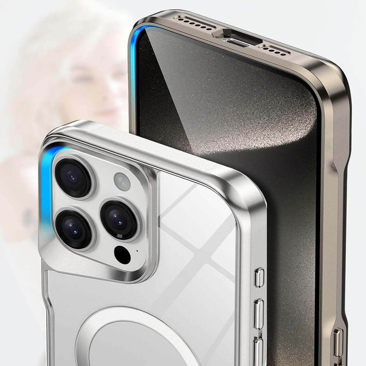 Buy Metal Corner Bumper iPhone Case, Frameless Lens Protector, EdgeGuard Protective Cover - Owen at Caseles-iPhone 17 Pro Max, Orange