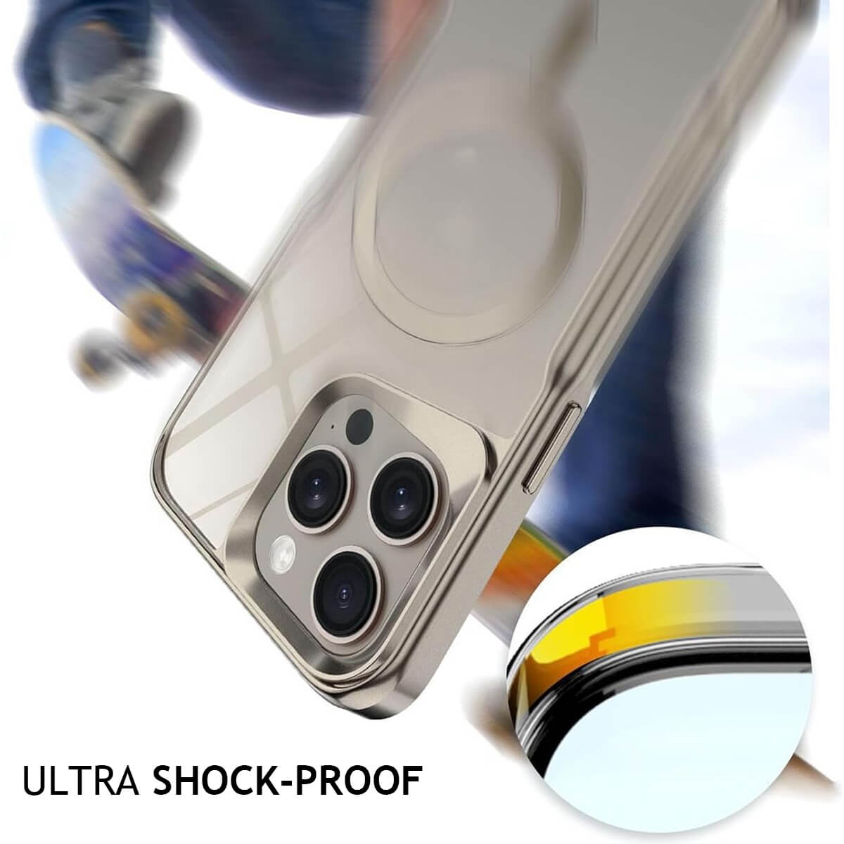 Buy Metal Corner Bumper iPhone Case, Frameless Lens Protector, EdgeGuard Protective Cover - Owen at Caseles-iPhone 17 Pro Max, Orange