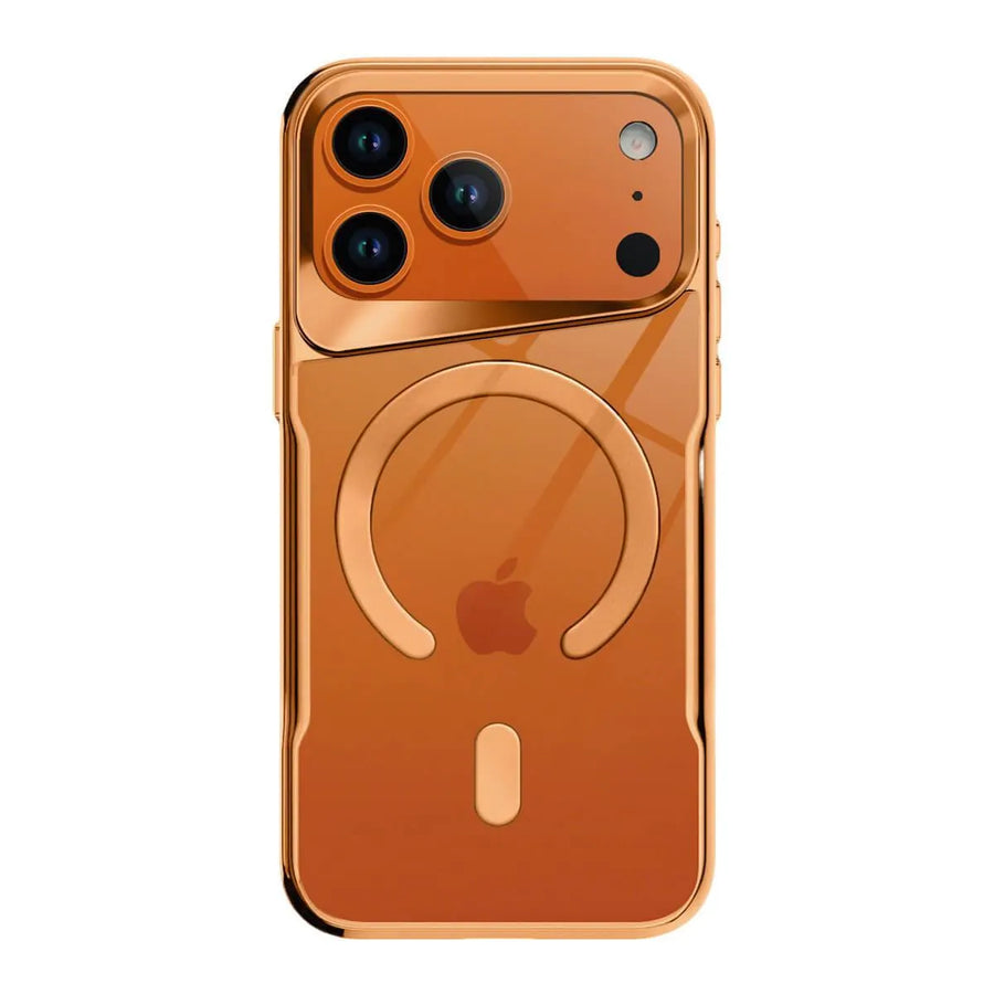 Buy Metal Corner Bumper iPhone Case, Frameless Lens Protector, EdgeGuard Protective Cover - Owen at Caseles-iPhone 17 Pro Max, Orange
