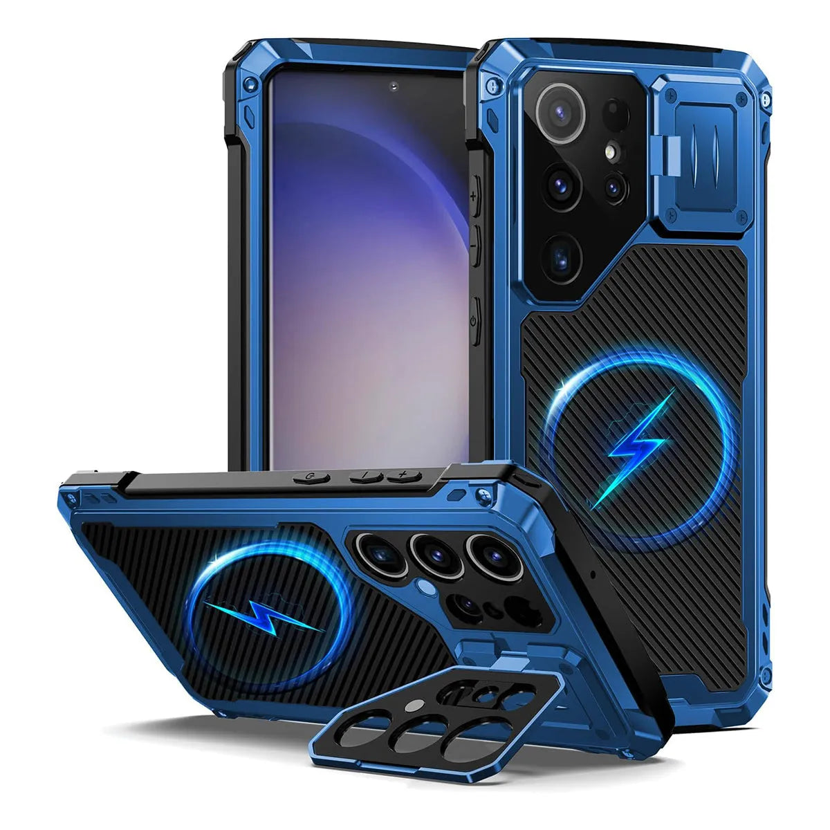 Buy Classic Full Body Metal Armor Phone Case, with Screen Protector, Heavy Duty Defender Shockproof Case - Bulwark at Caseles-Samsung Galaxy S25 Ultra, Black