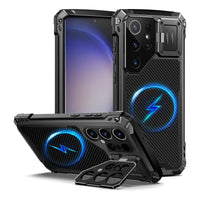 Buy Classic Full Body Metal Armor Phone Case, with Screen Protector, Heavy Duty Defender Shockproof Case - Bulwark at Caseles-Samsung Galaxy S25 Ultra, Black