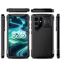 Buy Classic Full Body Metal Armor Phone Case, with Screen Protector, Heavy Duty Defender Shockproof Case - Bulwark at Caseles-Samsung Galaxy S25 Ultra, Black