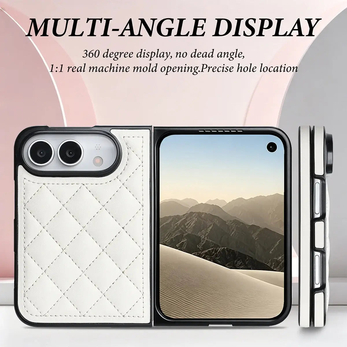 Buy Chic Quilted PU Leather Case with Layered Protection, PC Frame, 2mm Raised Camera Edge & 1.2mm Raised Screen Bezel for iPhone Duo - CALLA at Caseles-iPhone Duo, Black