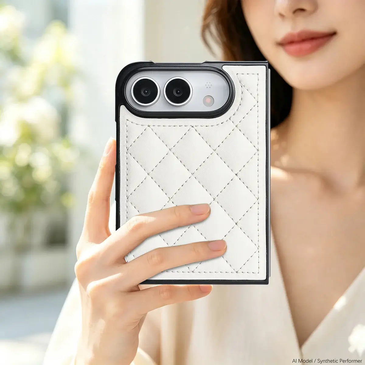 Buy Chic Quilted PU Leather Case with Layered Protection, PC Frame, 2mm Raised Camera Edge & 1.2mm Raised Screen Bezel for iPhone Duo - CALLA at Caseles-iPhone Duo, Black
