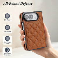 Buy Chic Quilted PU Leather Case with Layered Protection, PC Frame, 2mm Raised Camera Edge & 1.2mm Raised Screen Bezel for iPhone Duo - CALLA at Caseles-iPhone Duo, Black