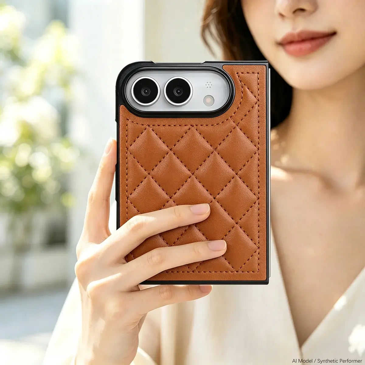 Buy Chic Quilted PU Leather Case with Layered Protection, PC Frame, 2mm Raised Camera Edge & 1.2mm Raised Screen Bezel for iPhone Duo - CALLA at Caseles-iPhone Duo, Black
