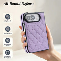 Buy Chic Quilted PU Leather Case with Layered Protection, PC Frame, 2mm Raised Camera Edge & 1.2mm Raised Screen Bezel for iPhone Duo - CALLA at Caseles-iPhone Duo, Black