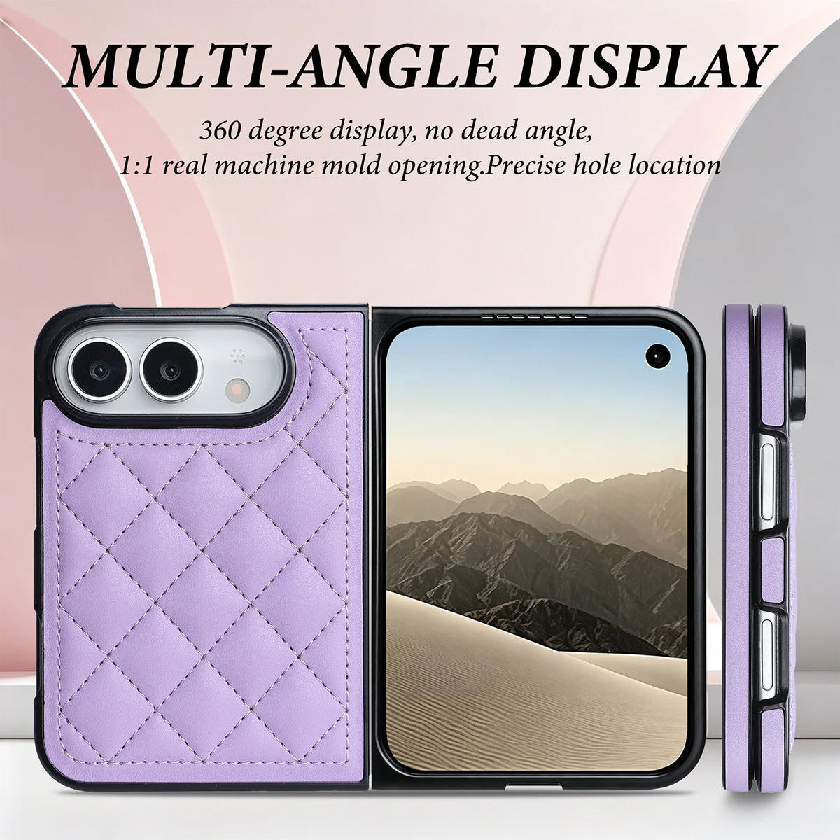 Buy Chic Quilted PU Leather Case with Layered Protection, PC Frame, 2mm Raised Camera Edge & 1.2mm Raised Screen Bezel for iPhone Duo - CALLA at Caseles-iPhone Duo, Black