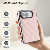 Buy Chic Quilted PU Leather Case with Layered Protection, PC Frame, 2mm Raised Camera Edge & 1.2mm Raised Screen Bezel for iPhone Duo - CALLA at Caseles-iPhone Duo, Black