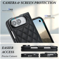Buy Chic Quilted PU Leather Case with Layered Protection, PC Frame, 2mm Raised Camera Edge & 1.2mm Raised Screen Bezel for iPhone Duo - CALLA at Caseles-iPhone Duo, Black