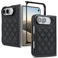 Buy Chic Quilted PU Leather Case with Layered Protection, PC Frame, 2mm Raised Camera Edge & 1.2mm Raised Screen Bezel for iPhone Duo - CALLA at Caseles-iPhone Duo, Black