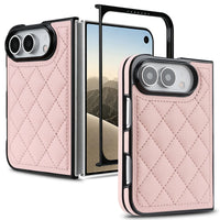 Buy Chic Quilted PU Leather Case with Layered Protection, PC Frame, 2mm Raised Camera Edge & 1.2mm Raised Screen Bezel for iPhone Duo - CALLA at Caseles-iPhone Duo, Pink