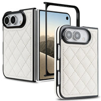 Buy Chic Quilted PU Leather Case with Layered Protection, PC Frame, 2mm Raised Camera Edge & 1.2mm Raised Screen Bezel for iPhone Duo - CALLA at Caseles-iPhone Duo, White