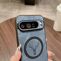 Buy Premium PU leather deer case with full protection and MagSafe wireless charging for Google Pixel – ADAM at Caseles-Google Pixel 9 Pro XL, Caribou-Dark Gray