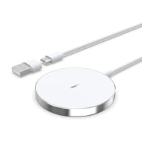 Buy Magnetic Wireless Qi Charger Fast Apple Mag-Safe Charger for iPhone Series And AirPods LED Magnet Charging Pad Mag Safe Charger with Dual Charging Ports - WIRELESS CHARGER PAD at Caseles-White, 