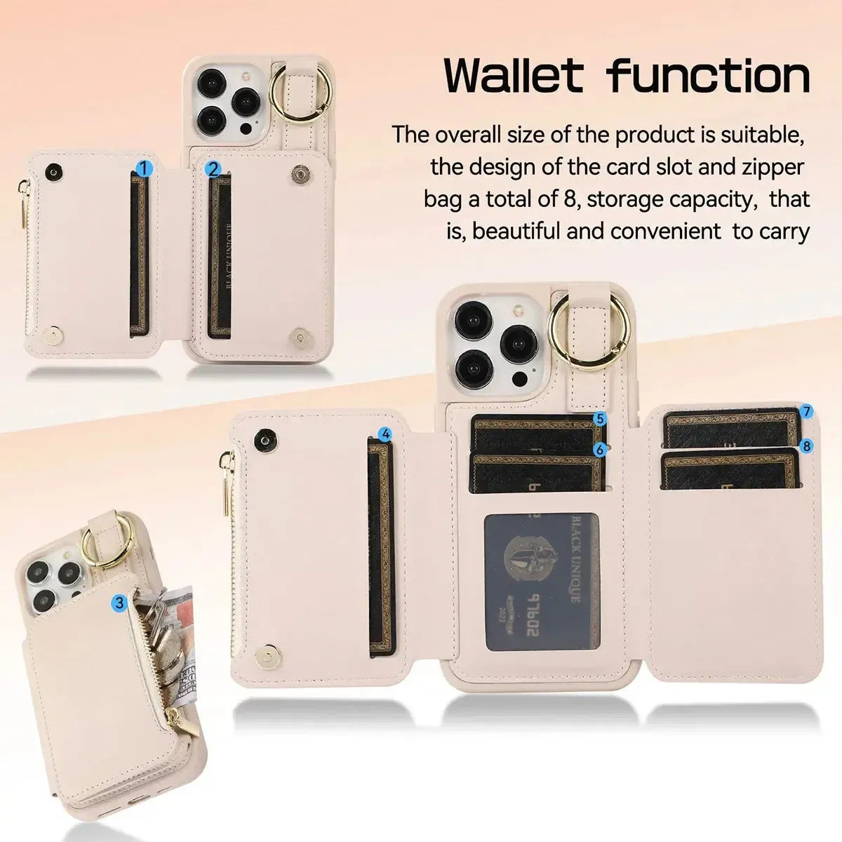 Caseles Wallet Case For Lady with Wrist and Shoulder Strap Card Holder Ring Stand Flip Zipper Leather 6+ Slots RFID Blocking Phone Cover for iPhone · Caseles Caseles Wallet Case For Lady with Wrist and Shoulder Strap Card Holder Ring Stand Flip Zipper Leather 6+ Slots RFID Blocking Phone Cover for iPhone · Caseles