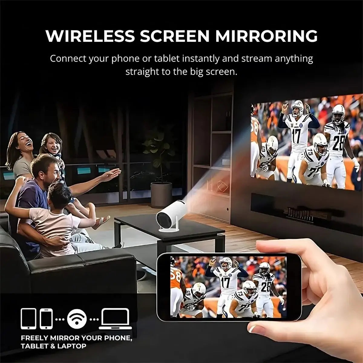 Buy Portable 4K-Supported 1080P WiFi Projector with Android 11: Auto-Keystone Smart Home Theater - Cinema Go Mini at Caseles-, 